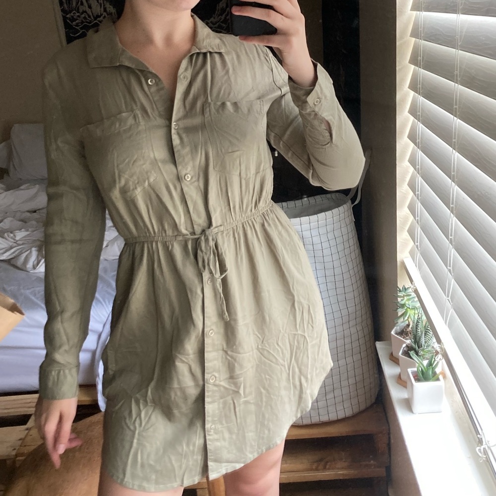 khaki shirt dress